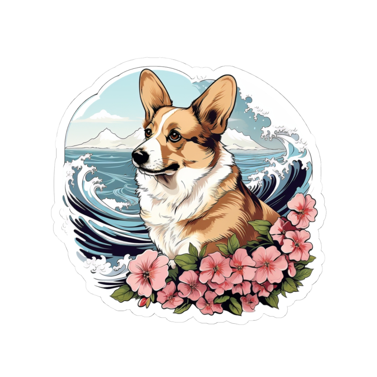 Aloha Corgi - Sticker