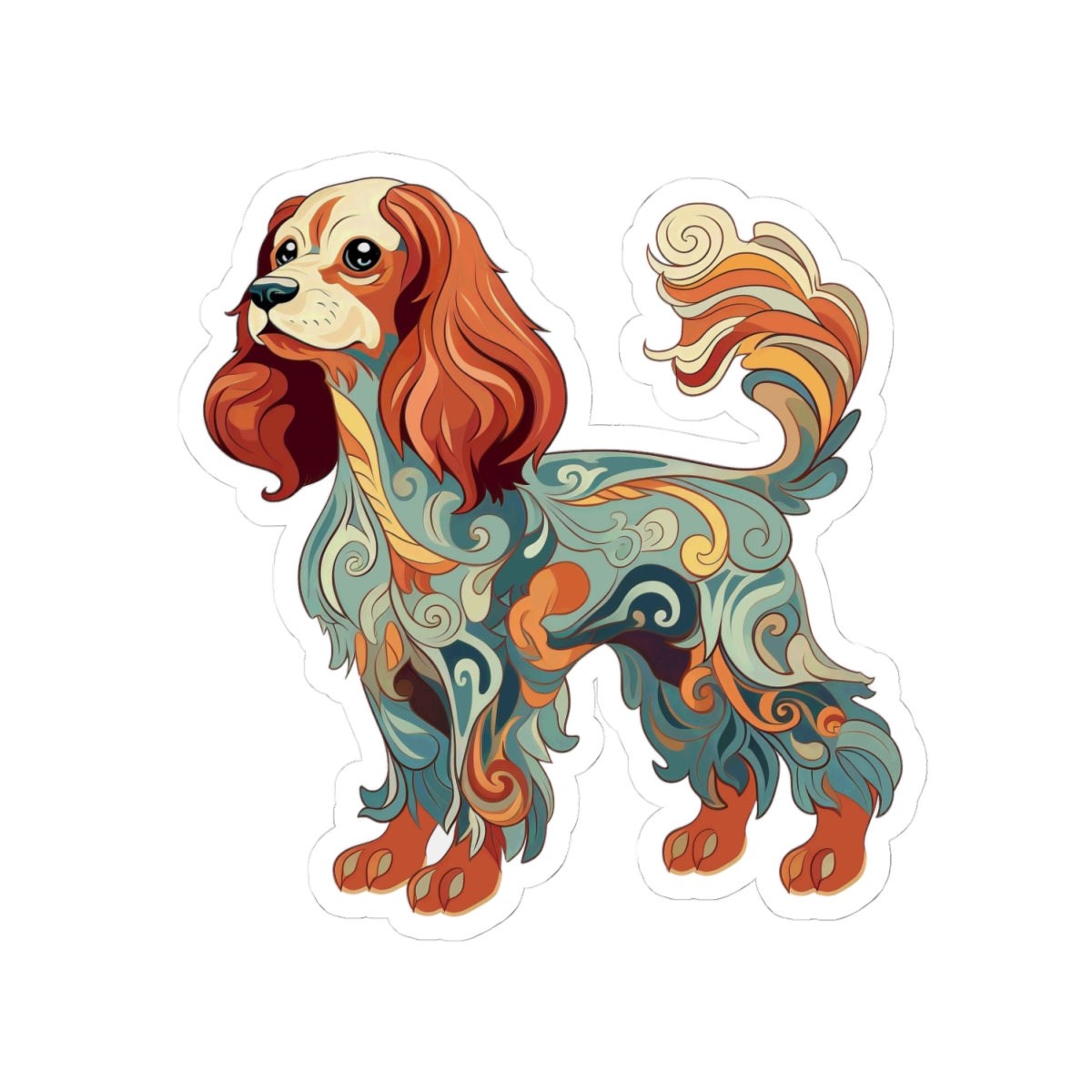 Art Nouveau Cavalier King Charles - Sticker