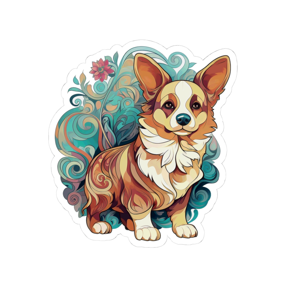 Art Nouveau Corgi - Sticker